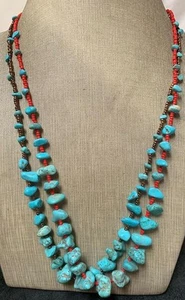 Collar dos pepitas turquesa forma libre/(g205-w2.5) - Imagen 1 de 2
