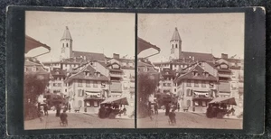 Vintage Stereoscope Card Europe Central Church Tower per Image - Picture 1 of 2