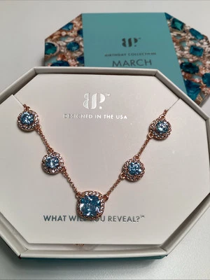 March 2025 The Journey Is Ours NK1970 Aquamarine CZ Rose Gold Plating Necklace  - Image 1 of 4