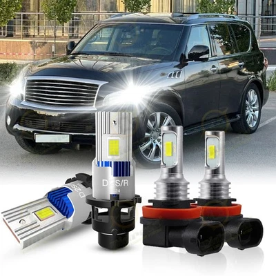 For Infiniti QX56 2011 2012 2013 D2S HID Headlight H11 LED Fog Light Bulb 6000K - Image 1 of 4