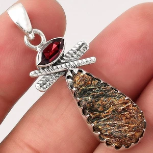 Astrophyllit Druzy Russland und Granat 925 Sterling Silber Anhänger Schmuck P-1268 - Bild 1 von 5