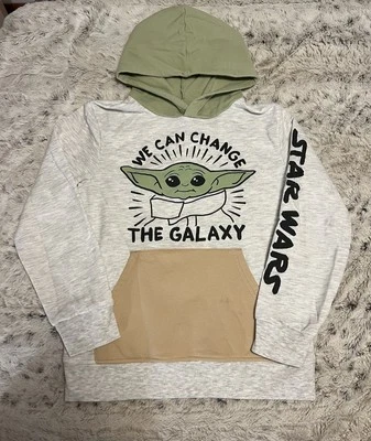 Star Wars Baby Yoda Sudadera con Capucha Gris y Verde con Bolsillo Marrón Niños Talla Mediana Usada en Excelente Condición Foto 1 de 4