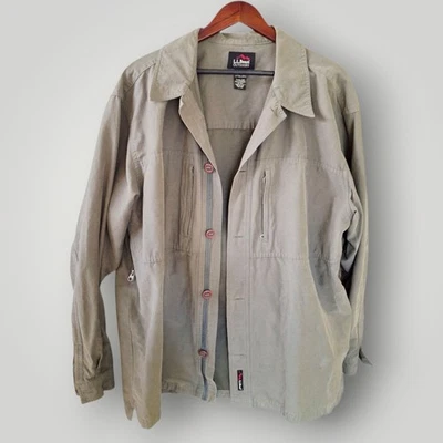 LL Bean Mens Shirt Jacket Mens XL Shacket Button Up Green Zipper Pockets Vented - Image 1 of 4