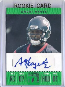 2007 Topps TX Exclusive Football Amobi Okoye Houston Texans Rookie Autograh Card - Picture 1 of 2