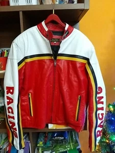 Raro giubbotto giacca in vera pelle Lavorazione Artigian Racing motociclista  - Imagen 1 de 6