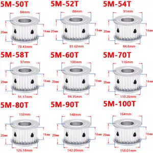5M 50T-120Teeth Timing Pulley Without Step Synchronous Wheel For 15mm Width Belt - Picture 1 of 13