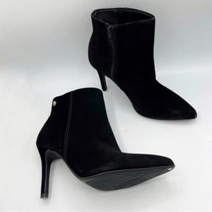 Vizzano Black Suede/Velvet Ankle Bootie Size 8 Pointed Toe, Stiletto Heel - Picture 1 of 9