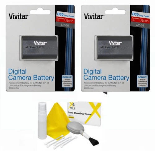2 Pack Vivitar LP-E6 Battery for Canon EOS 5D Mark III II 6D 60D 7D Mark II 70D - Image 1 of 1