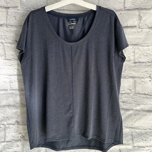 PREOWNED L.L. BEAN NAVY BLUE ATHLETIC SHORT SLEEVE TSHIRT WOMENS MEDIUM M  - Picture 1 of 7