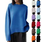 Women Loose Pullover Tops Solid Color Temperament Loose Super Soft Knit Sweater