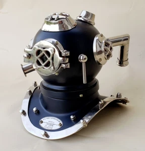 Mini diving helmet 8" Divers Marine Vintage Replica Scuba Helmet Black Show Case - Picture 1 of 6