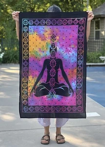 7 Chakra Sign Tie Dye Wall Hanging Banner , Chakras wall decor - Picture 1 of 5