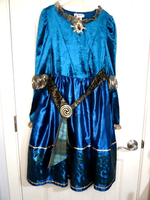 Disney Parks Brave Mérida Disfraz Turquesa y Dorado Vestido Grande Juvenil 37" Largo Foto 1 de 4