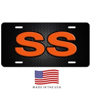 Chevy Naranja SS Arte Auto Vehículo Aluminio Placa Coche Camión SUV, Etiqueta Negra - Imagen 1 de 1