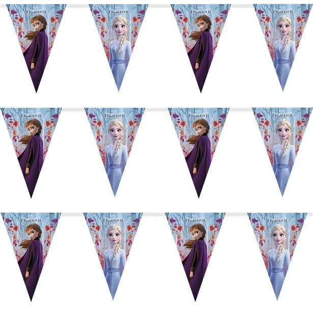 Disney Frozen 2 Bunting mide 2.3m x 25cm y 59mm Su insignia de botón Mi cumpleaños Foto 1 de 4