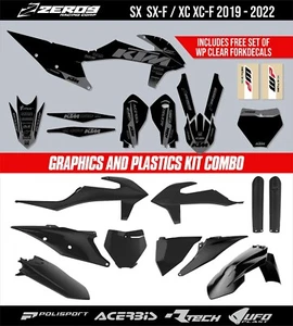 KTM MOTOCROSS GRAPHICS AND PLASTICS COMBO SX SXF XC XCF 2019-2022 BLOK BK GRIS - Imagen 1 de 3