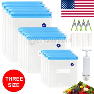 24pcs Sous Vide Bags Vacuum Sealer Pump Reusable Vacuum Food Storage Bags Kit US - Picture 1 of 16