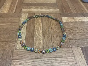 Vintage Tutti Frutti Style Sterling Gold Vermeil Multi Gemstone Flower Necklace - Picture 1 of 6