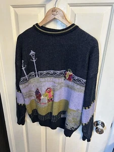 Vintage Coletti Studio 90's London Thames Embroidered Scene Knit Jumper Pullover - Picture 1 of 14