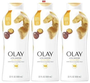 OLAY 24HR Moisturizing Body Wash Ultra Moisture with Shea Butter 22oz -Pack of 3 - Picture 1 of 1