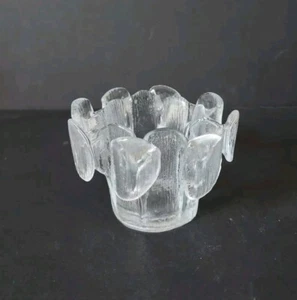 Vintage Mid Century Modern Schweden Klar Kunst Glas Klein Votivkerzenhalter  - Bild 1 von 11