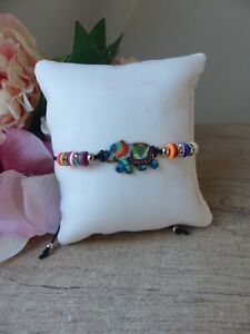 Bracelet d'Amitié Motif Eléphant et Perles Multicolores - Bijoux des Lys