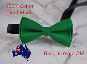 Boy Kids Baby 100% Cotton Evergreen Green Bow Tie BowtieWedding 1-6 Years Old - Picture 1 of 5