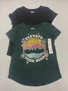 Lot Of 2 SO Girls Tee Shirts Short Sleeve Size 7 NWT - Picture 1 of 2