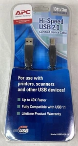 APC HI-Speed USB 2.0 Certified Device Cable 10 ft/3m USB A To USB B - New Sealed - Picture 1 of 6