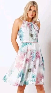 Womens Ivory Floral Fit & Flare Dress, Roman, Size 12, New, RRP £50, No belt - Picture 1 of 4