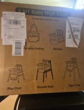 Baby High Chair 5 in 1 Babies and Toddlers Compact/Light Dark Grey 3 Month To 6y