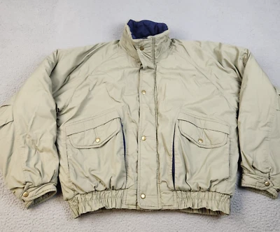 VTG Ozark Trail Bomber Jacket Men's Large Beige Tanker Full Snap Puffer Pockets - Image 1 of 4