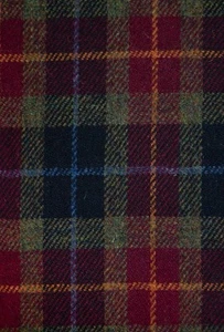 Harris Tweed Fabric Cloth black green burgundy check 74cm Wide x 1m Long - Picture 1 of 1