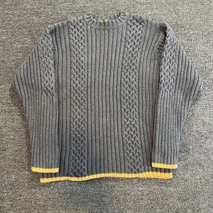 Timberland Mens Cable Knit Sweater Size Medium Gray Heavyweight Workwear Sweater - Picture 1 of 14