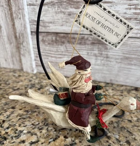 House of Hatten Santa Riding Goose Ornament Vaughn & Stephanie Rawson 96 Vtg - Picture 1 of 10