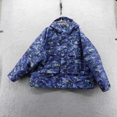 Nike ACG Storm Fit Mens Full Zip Hooded Jacket Blue Leaf Print XXL NEW - Image 1 of 4