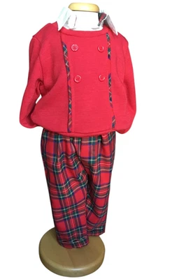 Completo set bambino rosso Natale pantalone magliacamicia - Immagine 1 di 4