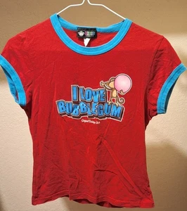 Girls Large Bobby Jack Red Short Sleeve Shirt " I Love Bubblegum" - Picture 1 of 3