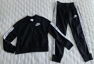 Nike Track Crop Jacket And Pant Set Girls Medium Black White - Picture 1 of 10