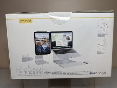 Rain Design mStand Laptop Tablet Notebook Stand Riser Desk Slip Resistant Silver - Image 1 of 4