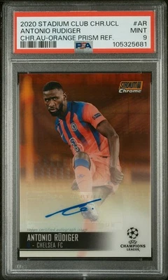 2020 Stadium Club Chrome UCL Antonio Rudiger Orange Prism Refractor Auto PSA 9 - Image 1 of 4
