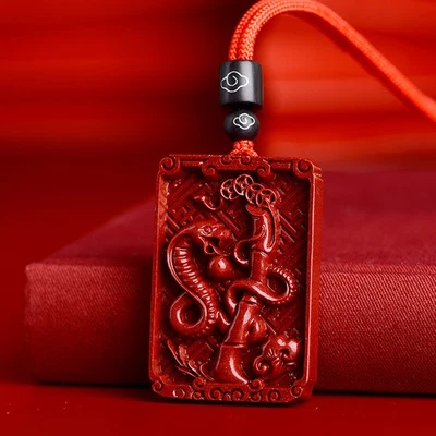 43mm Natural Cinnabar Twelve Chinese Zodiac Pendant Amulet Necklace Accessories - Image 1 of 4