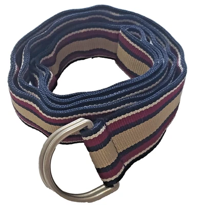 Cinturón de cinta a rayas LL Bean azul borgoña talla M-L para mujer Foto 1 de 4