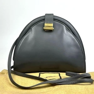 Rara borsa a tracolla Fendi mezza luna vintage pelle grigio oro ferramenta donna originale - Foto 1 di 11
