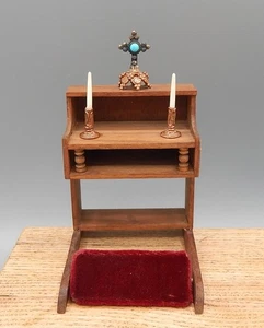 Vintage OOAK Church Prie-dieu Kneeler Artisan Dollhouse Miniature 1:12 - Picture 1 of 17