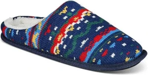New Club Room Men's Slip On Slippers Red Blue Christmas M 8-9 - Picture 1 of 7