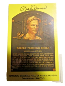 Bobby Doerr Autographed Hall of Fame Plaque Postcard Boston Red Sox - Picture 1 of 1