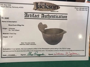 Fine Wood Duck Pot Effigy Arkansas Killer Ex Von Hilliard Pottery Jackson COA - Picture 1 of 3