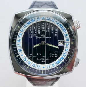 Yonger & Bresson Vintage Manual Triple Calendar Day Date Month Mechanical Watch - Picture 1 of 20