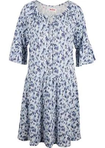 Shirtkleid Gr. 44/46 Blau Graphisch Bedruckt Sommerkleid Mini Freizeitkleid Neu - Bild 1 von 1